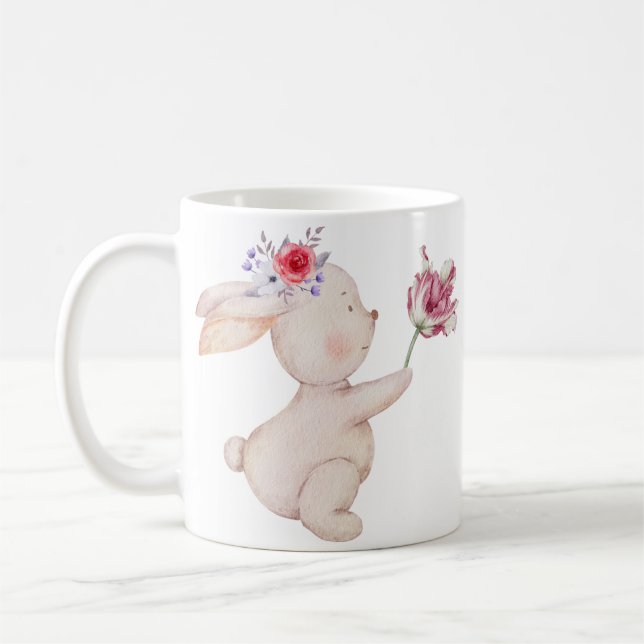 Joie de Lapin en Fleurs - Mug Lapin Mignon et Flor (Gauche)