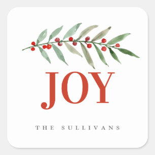 JOIE DE Noël JEUX D'Hiver Sticker Carré Berry