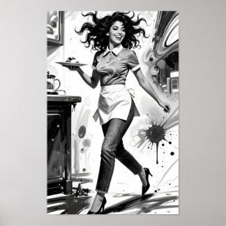 Joie en Mouvement Affiche de Charme de Serveuse Vi