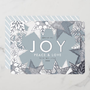 JOIE Frosted Snowflakes Silver Foil Carte de vacan