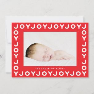 Joie Joie Joie Cadre Rouge Carte de Noël de Fêtes