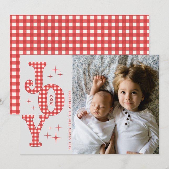 Joie Noël et Carte photo de Noël et Nouvel An (Devant / Derrière)