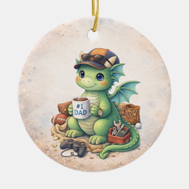 Joli #1 Papa Dragon Ornement de Noël (Devant)