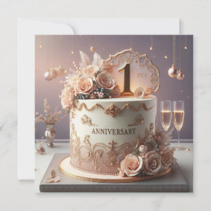 JOLI 1ER ANNIVERSAIRE MARIAGE ÉDITABLE Invitation