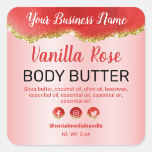 Joli Agate Red Gold Parties scintillant Étiquettes