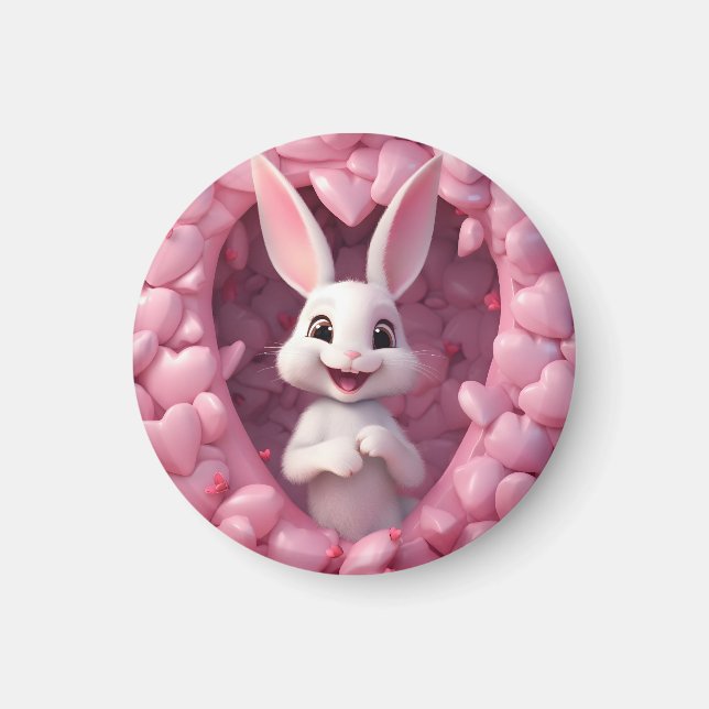 Joli aimant de la Saint-Valentin lapin (Devant)
