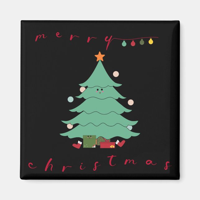 Joli aimant de Noël | Arbre de Noël Kawaii (Devant)