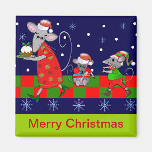 Joli aimant de Noël en caricature avec souris