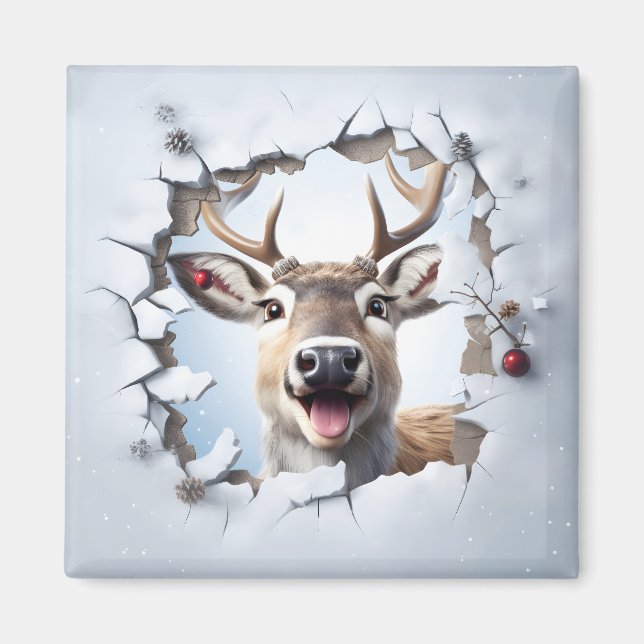 Joli aimant de Noël en forme de renne (Devant)
