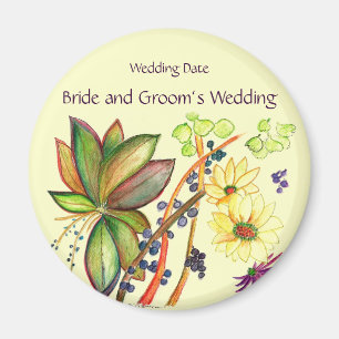 Joli aimant de souvenir de mariage de bouquet