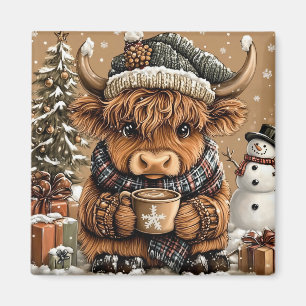 Joli aimant de vache des Highlands de Noël