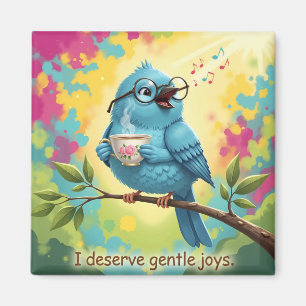 Joli aimant d'oiseau bleu chantant