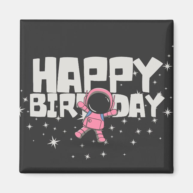 Joli Aimant Espace d'Anniversaire Astronaut (Devant)