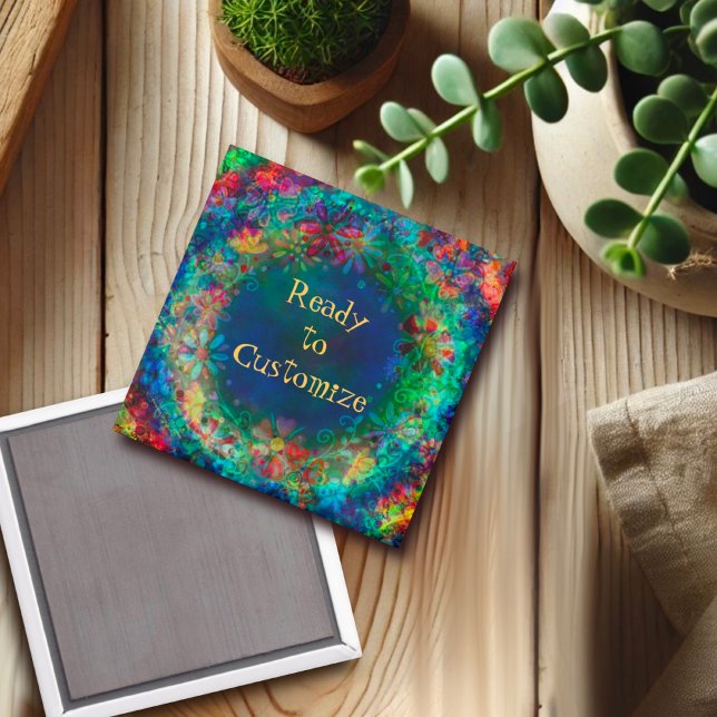 Joli aimant Floral Personnalisé Blue Inspirivity (Créateur téléchargé)