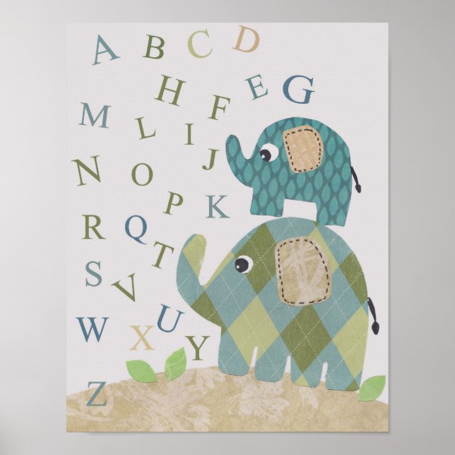 Joli alphabet éléphant pour la décoration de la nu (Devant)