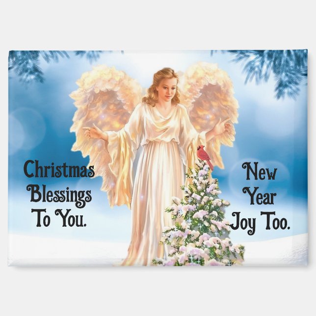 Joli ange avec magnet de Noël cardinal (Recto)