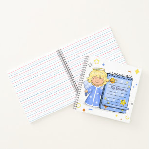 Joli ange de dessin animé avec un cahier bleu