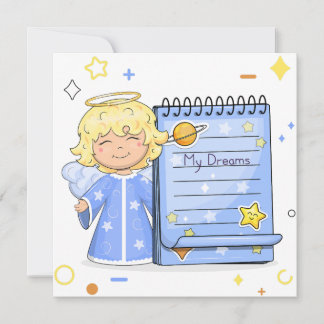 Joli ange de dessin animé avec un carnet en papier
