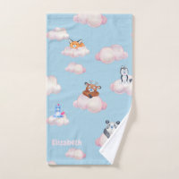 Joli Animaux Sur Les Nuages Monogramme Serviette E