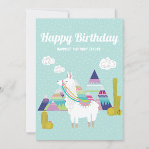 Joli anniversaire à la Llama mignonne et colorée