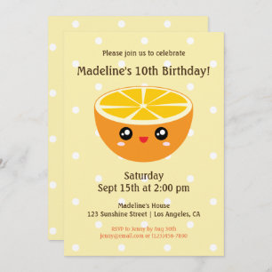Joli Anniversaire de enfant Orange Invitation
