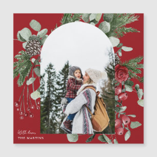 Joli Arc de photos botaniques rouges Magnet de Noë