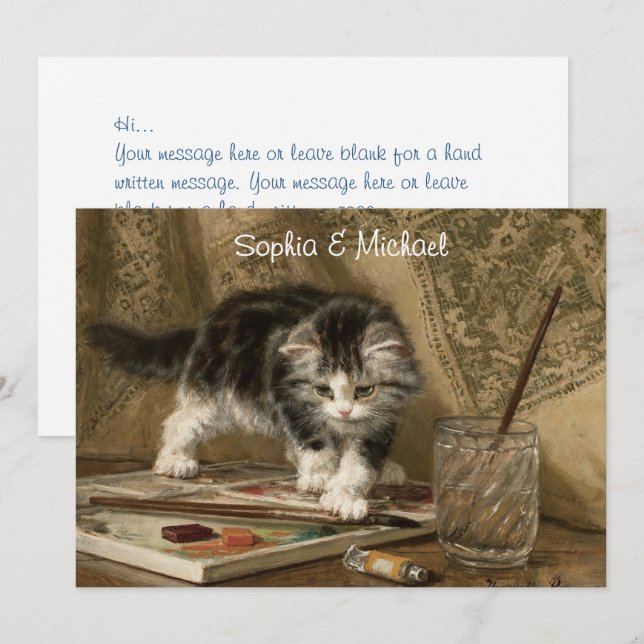 Joli art de chaton vintage, noms et message (Devant / Derrière)