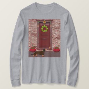 Joli Art de Noël de Chien Teckel sur T-Shirt