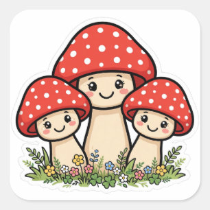 Joli autocollant Cottagecore de champignons mignon