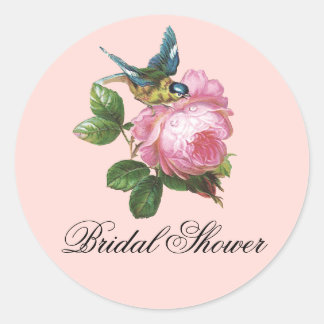 Joli Autocollant de Fête des mariées Rose Vintage