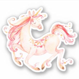 Joli autocollant de licorne d'aquarelle