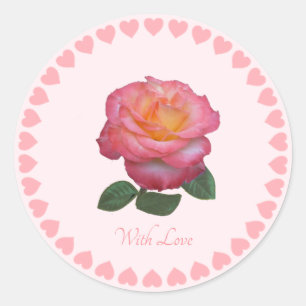 Joli autocollant de rose rose avec amour