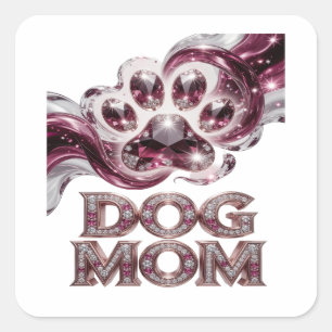 Joli autocollant imprimé MAMAN CHIEN argenté