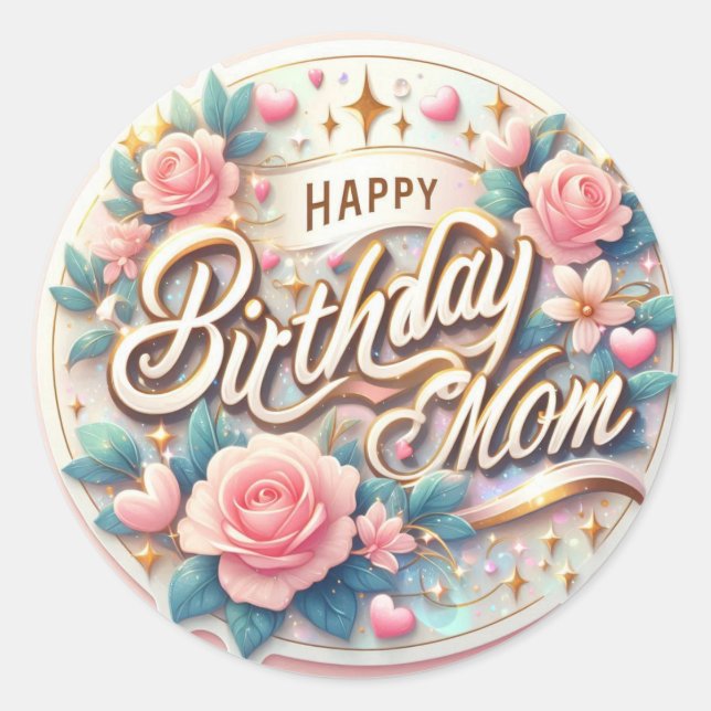 Joli Autocollant Joyeux Anniversaire Maman (Devant)