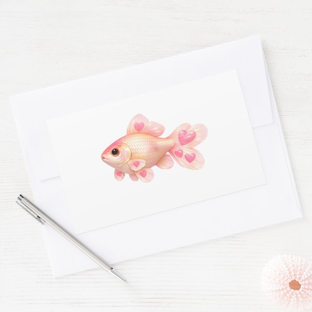 Joli Autocollant Kawaii Poisson Rouge Rose avec de (Enveloppe)