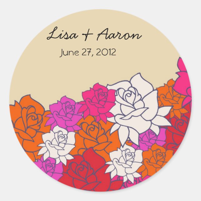 Joli autocollant Mariage Rose-4 (Devant)