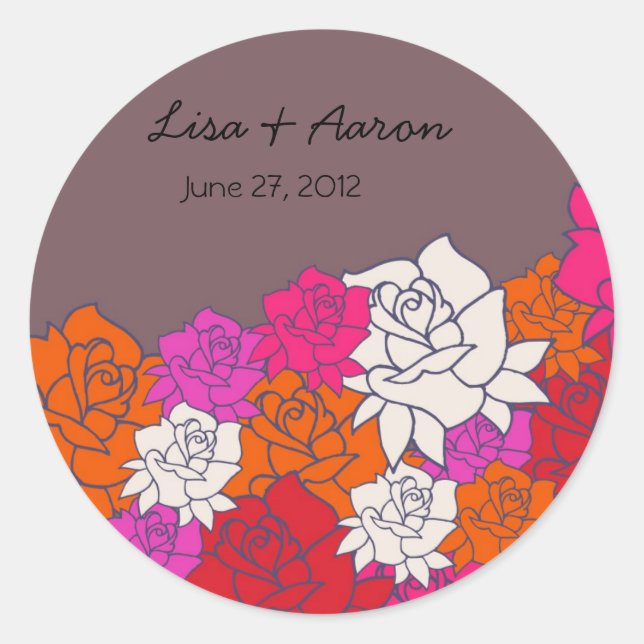 Joli autocollant Mariage Rose-5 (Devant)