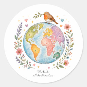 Joli autocollant rond Cottagecore pour la Journée