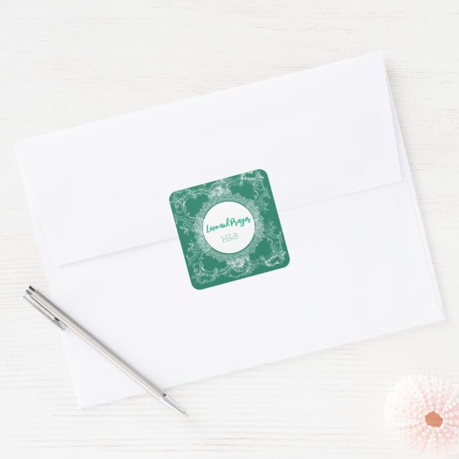 Joli Autocollant Vert Amour (Enveloppe)