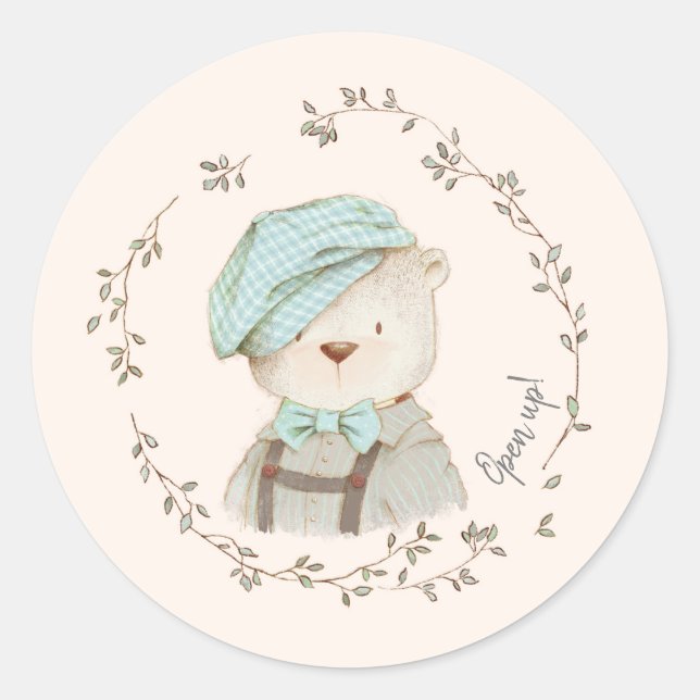 Joli autocollants de scellés de l'enveloppe d'ours (Devant)