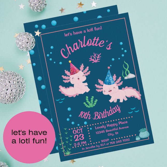 Joli Axolotl Anniversaire Invitation (Créateur téléchargé)