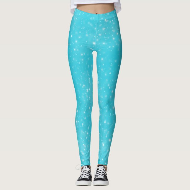 Joli Azure Blue Modern Star Leggings (Devant)
