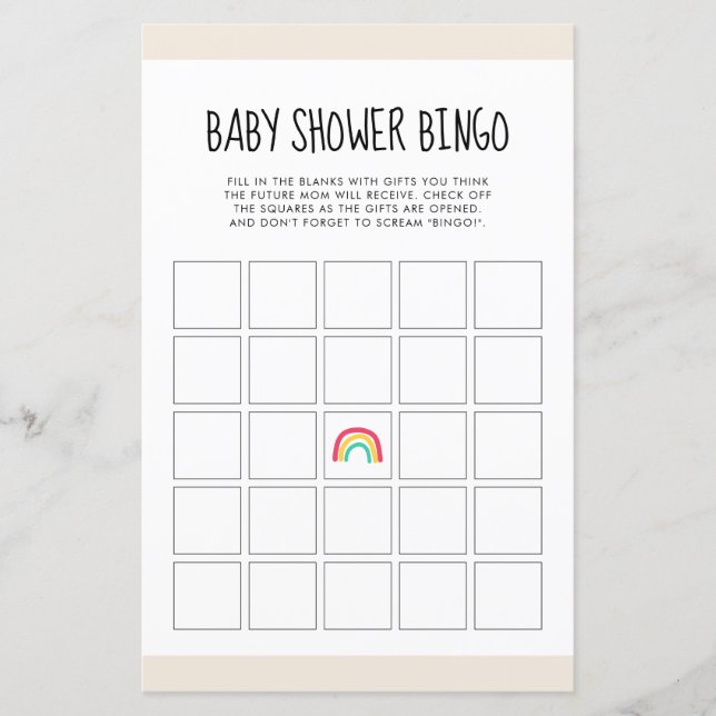Joli Baby shower arc-en-ciel moderne jeu de bingo (Devant)