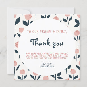 Joli baby shower de fleurs carte de remerciements