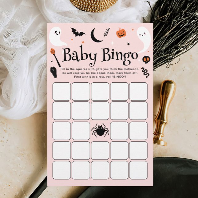 Joli Baby shower d'Halloween rose Baby Bingo Jeu (Créateur téléchargé)