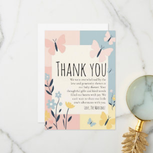 Joli baby shower papillon mignon merci cartes