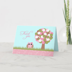 Joli baby shower rosé carte de remerciements de ch