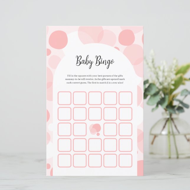 Joli Baby shower Rose fille Jeu de Bingo (Debout devant)