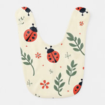 Joli bavoir bébé coccinelle et floral