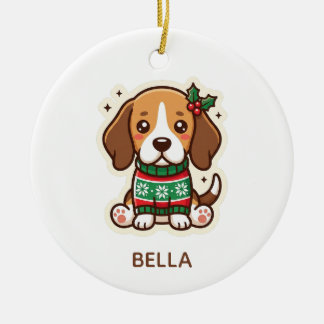 Joli Beagle en Pull de Noël Chien Kawaii Ornement